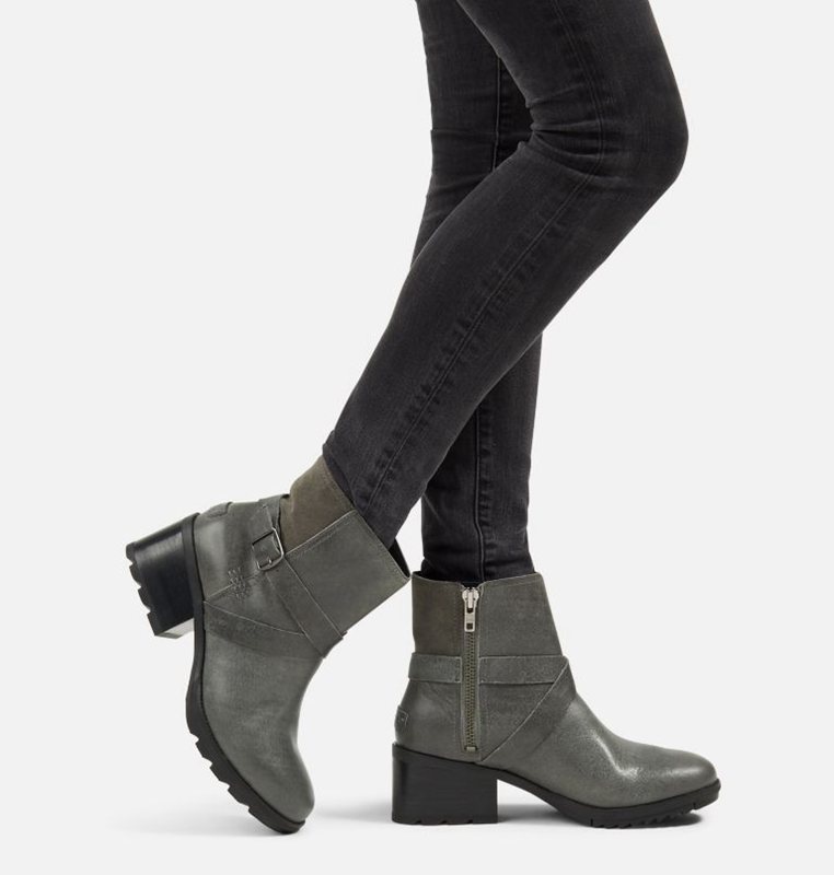 Womens Booties Dark Grey - Sorel Cate™ Buckle Mid - 286794-NBI